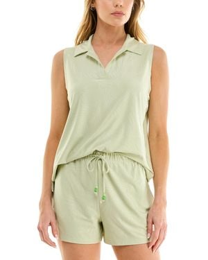 Roudelain Embossed Wonderluxe Tank & Short Pajama Set - Green