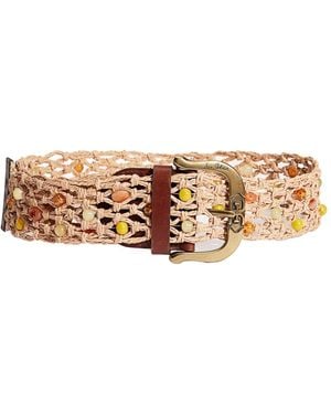 Sam Edelman Wide Beaded Macrame Belt - Natural