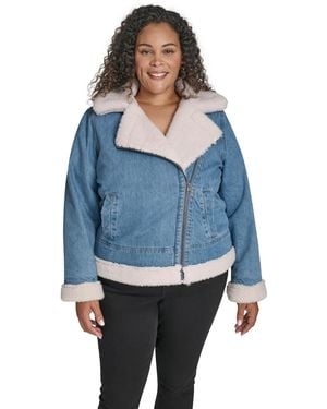 Levi's Plus Size Denim Laydown Collar Moto Jacket - Blue