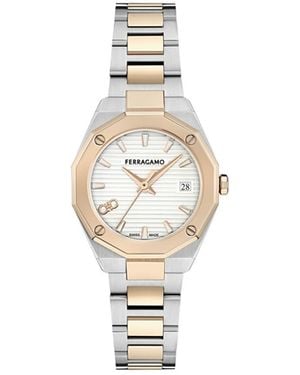 Ferragamo Edge Stainless Steel Bracelet Watch 28mm - White