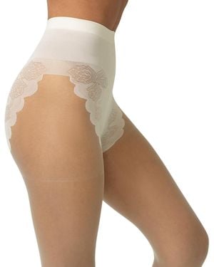 Hue French Lace Control Top Pantyhose U5970n - Brown