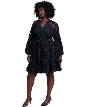 Eloquii Plus Size Tiered Eyelet Mini Dress - Black