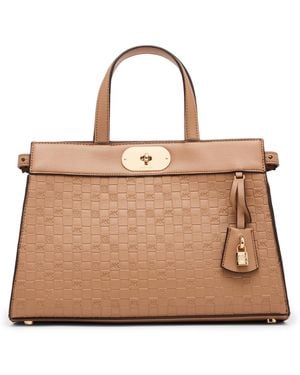 Anne Klein Medium Convertible Embossed Satchel Handbag - Natural
