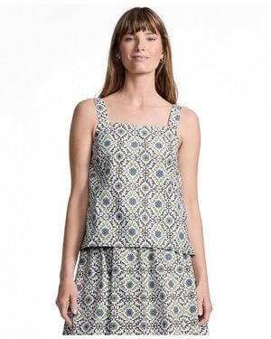 Lands' End Poplin Square Neck Sleeveless Shell - Gray