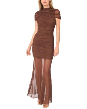 Parker Asymmetric Ruched Cap-sleeve Maxi Dress - Brown