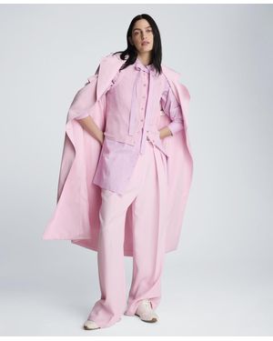 Kenneth Cole High-rise Double Pleat Wide-leg Twill Pants - Pink