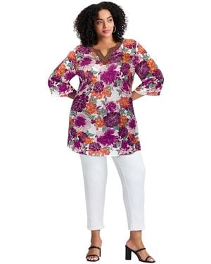 Avenue Plus Size Beaded Embellishment Tunic - Red