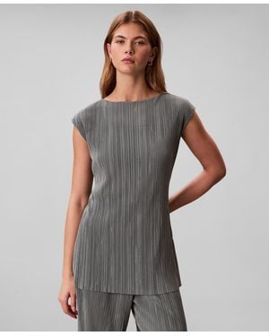 Calvin Klein Cap-sleeve Tunic Top - Gray