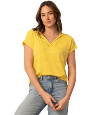 Cable & Gauge Braided Trim Crinkle Tee - Yellow