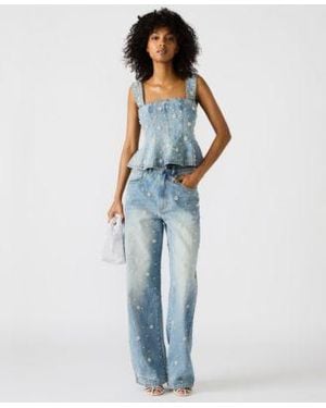 売れ筋商品|||スティーブ マデン カットソー トップス レディース Women's Delta Sleeveless Denim Peplum Top Medium Blue Steve Madden Women's Delta Sleeveless Denim Peplum Top