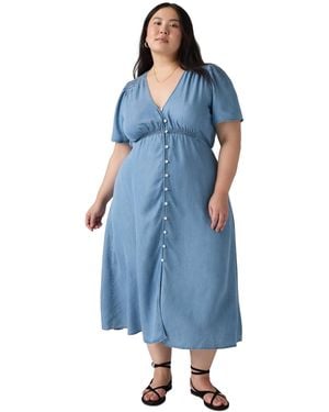 Levi's Plus Size V-neck Short-sleeve Midi Dress - Blue
