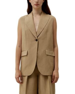 LILYSILK Single Button Sleeveless Lapel Blazer - Natural