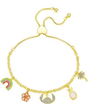 Disney Crystal And Mother Of Pearl Lilo Stitch Summer Bolo Bracelet - Metallic