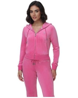Juicy Couture Luxe Velour Juicy Hoodie With Double Bling - Pink