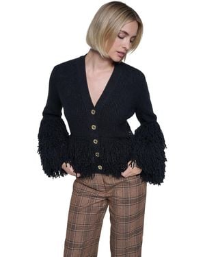 Sonia Rykiel Loop-stitch Fitted V-neck Cardigan - Blue