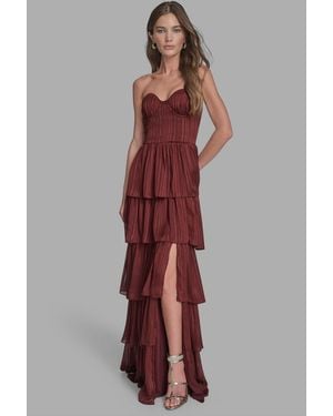BCBGMAXAZRIA Ruffle Detail Sleeveless Maxi Dress - Red