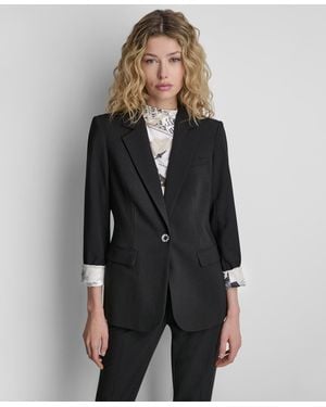 DKNY Newspaper-print One-button Blazer - Black