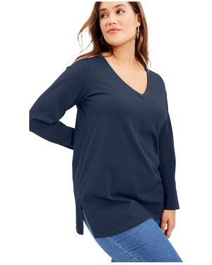 June + Vie June + Vie June + Vie Long-sleeve V-neck One + Only Tunic - Blue