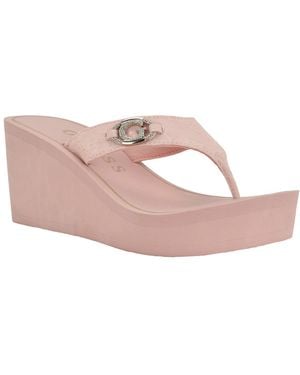 Guess Shai Embellished Logo Eva High Wedge Sandal - Pink
