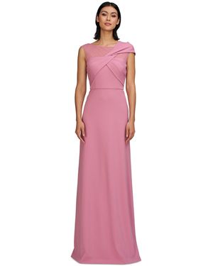 JS Collections Jordyn Twisted-bodice Illusion-neck Gown - Pink