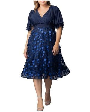 Kiyonna Plus Size Pretty Petals Mesh Cocktail Dress - Black