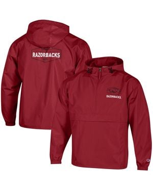 Champion Arkansas Razorbacks Delay Packable Half-zip Jacket - Red
