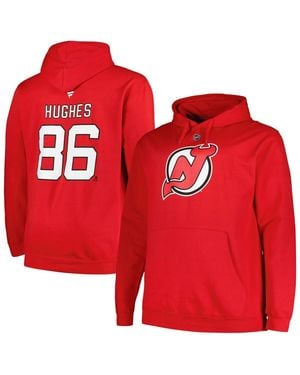 Profile Jack Hughes New Jersey Devils Big And Tall Name And Number Pullover Hoodie - Red