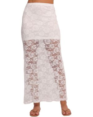 Petal & Pup Laken Sheer Lace Maxi Skirt - Pink