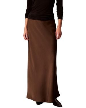 Calvin Klein Petite Pull-on Satin Maxi Skirt - Brown