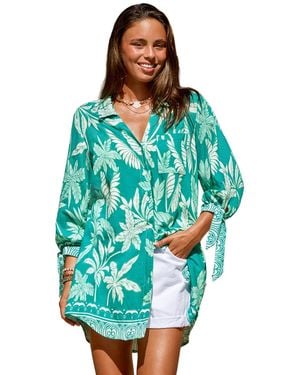 CUPSHE Lakeside Lounging Tropical Mini Beach Dress - Blue