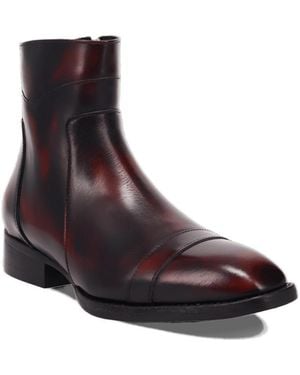 Dingo Lennox Leather Almond Toe Cushion Comfort Insole Boots - Brown