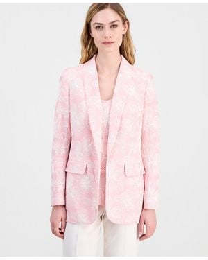 Anne Klein Petite Open-front Shawl Collar Jacket - Pink