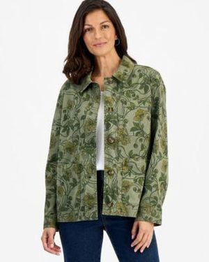 Style & Co. Style Co Printed Utility Jacket Macys Exclusive - Green