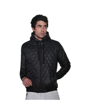 Cahoot Campus Sutra Diamond-quilted Hooded Regular-fit Zip-front Puffer Jacket - Black