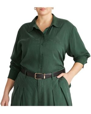 UNIVERSAL STANDARD Plus Sizes Cooling Stretch Cupro Artist Shirt - Green