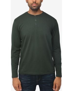 Xray Jeans X-ray Soft Stretch Henley Neck Long Sleeve T-shirt - Green