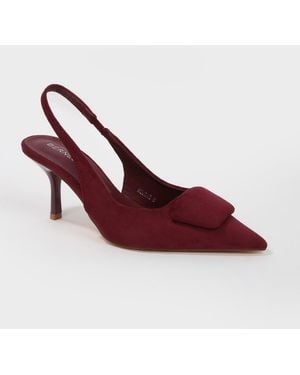 BERNESS Heddie Faux Suede Slingback Kitten Heels - Red