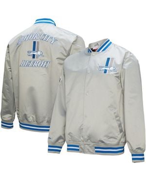 Mitchell & Ness Detroit Lions Double Down Satin Full-snap Jacket - Blue
