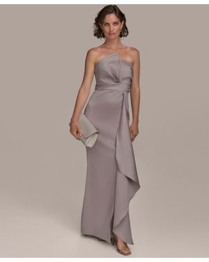 Donna Karan Asymmetric Twist Strapless Gown - Brown