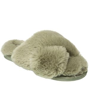 Nine West X-band Faux Fur Slippers - Green