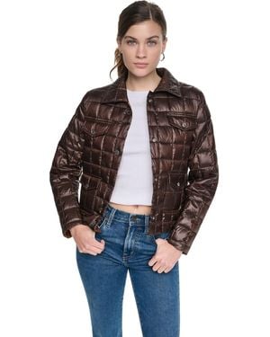DKNY Box Quilt Lightweight Jacket - Brown