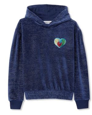 Lands' End Girls Velour Hoodie Sweatshirt - Blue