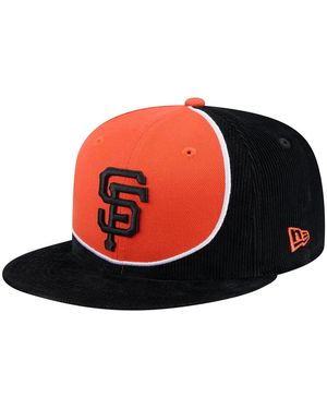 KTZ Black/orange San Francisco Giants Retro Split Corduroy Snapback Hat