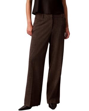 Calvin Klein Windowpane High-rise Wide-leg Pants - Black