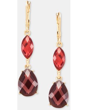 Anne Klein Crystal Gold-tone Linear Dangle Earrings - Red
