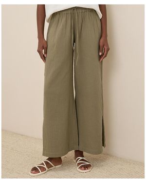 Pact Organic Cotton Coastal Double Gauze Split Hem Pant - Green