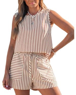 CUPSHE Crew Neck Unlined Short Set - White