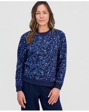 Style & Co. Petite Water Ripple Fleece Sweatshirt - Blue