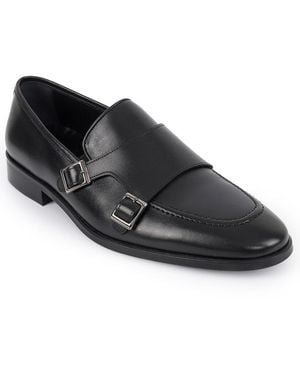 VELLAPAIS Bovina Double Monk Slip-on Loafers - Black
