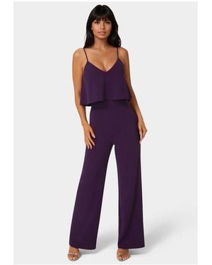 Bebe Ruffle Wide Leg Jumpsuit - Purple